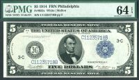 Fr.0855c, 1914 $5 FRN, Philadelphia, vChCU
